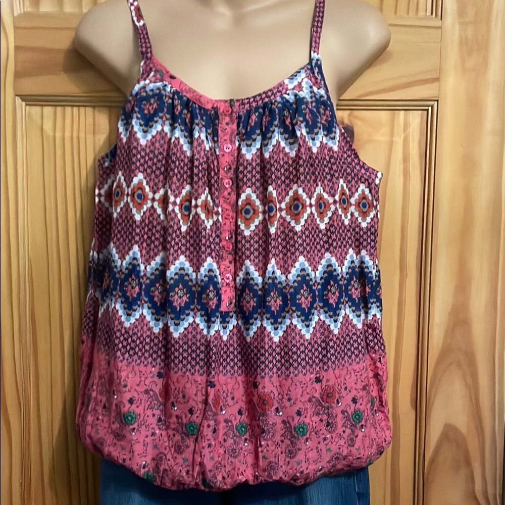 Bohemian Pink and Blue Women's Top
